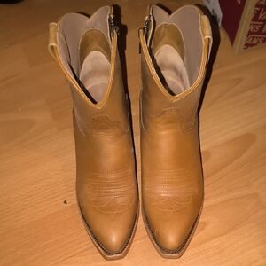 Alvies | Elegant Tan Leather Ankle Booties